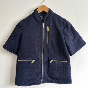 J. Crew Navy Quilted Short Sleeve Blazer